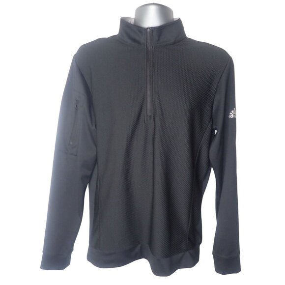 Adidas 1/4‎ Zip Textured Performance Pullover Shirt Mens S black Athletic Golf - Picture 1 of 6